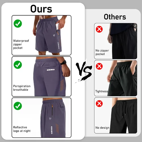 Miniatura 5 de FIONECA Pantalones cortos deportivos para hombre, de secado rápido, ligeros, para correr, con bolsillo, pantalones cortos de gimnasio