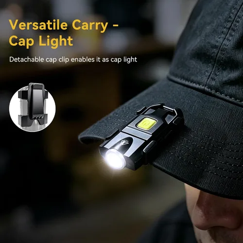 Miniatura 4 de lexall Linterna LED pequeña, paquete de 2 mini llaveros brillantes de 500 lúmenes, luces de bolsillo recargables USB con 3 modos de luces compactas