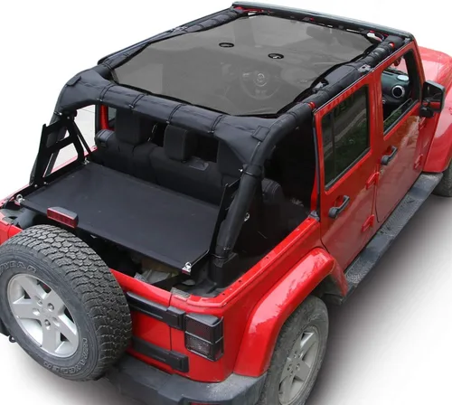 Miniatura 9 de RT-TCZ para Jeep JKU Parasol de malla para el techo de 4 puertas para Jeep Wrangler 2007-2017 JKU Top Bikini negro