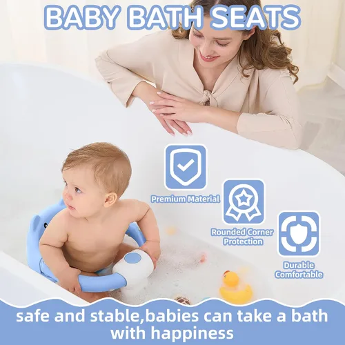 Miniatura 2 de Asiento de baño para bebés de 6 meses en adelante, asientos de baño antideslizantes para bebés sentados, silla de bañera segura para bebés y recién