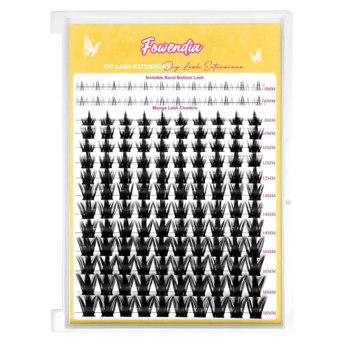 Fowendia Manga, racimos de pestañas California Sunset de 0.315-0.709 in, racimos de pestañas de hadas, extensiones de puntas de pestañas
