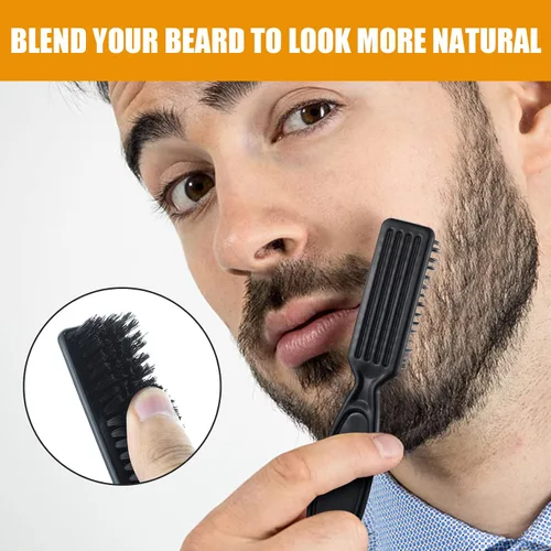 Miniatura 7 de Kit de aseo de barba negra resistente al agua de larga duración para hombre, bolígrafo de punta de micro-tenedor, cepillo de cerdas para bigote