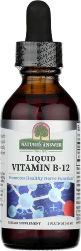 Nature's Answer Vitamina líquida B-12 | Promueve la función nerviosa saludable y los niveles de energía | Con sabor natural y sin gluten, 2 onzas