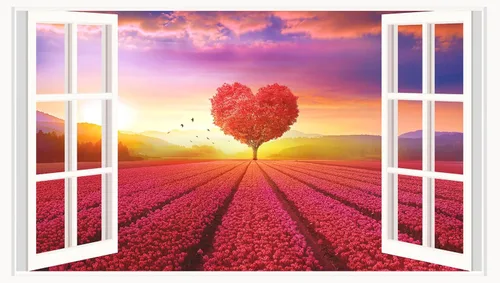 Calcomanías de pared 3D con diseño de árbol de amor de la naturaleza, para despegar y pegar, calcomanías falsas para ventana de paisaje, decoración