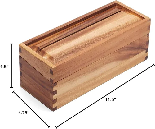 Miniatura 6 de Ironwood Gourmet Caja de recetas de madera de acacia, compartimento doble, para tarjetas de 3 "x 5