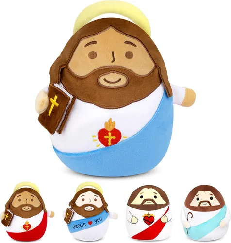 Miniatura 11 de Muñeco de peluche de Jesús, 8 pulgadas, Jesús con la Biblia, capa y Jesús te ama, juguetes de peluche Kawaii para la escuela dominical
