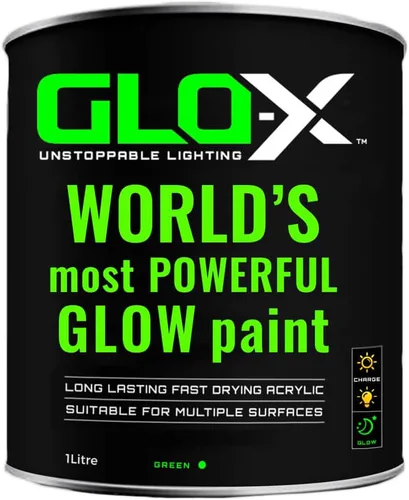 Miniatura 11 de GLO-X Pintura en aerosol que brilla en la oscuridad - Haz que las decoraciones de Halloween interiores y exteriores brillen con neón fluorescente