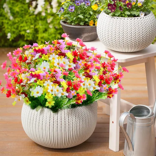 Miniatura 5 de ARTKAIKE 6 paquetes de flores artificiales, resistentes a los rayos UV, no se decoloran, para exteriores, madres falsas para interiores