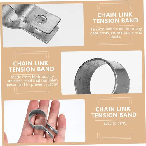 Miniatura 6 de Happyyami 10 Uds. Abrazadera de tubo de metal de esgrima de malla de alambre de acero galvanizado Banda de enlace de cadena Piezas de valla
