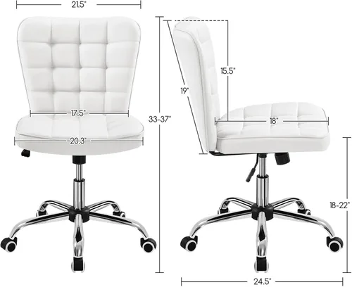 Miniatura 3 de Yaheetech Silla de Escritorio sin Brazos Moderna Acolchada Silla de Oficina Silla de Computadora de Cuero Sintético Tapizada con Altura de Asiento