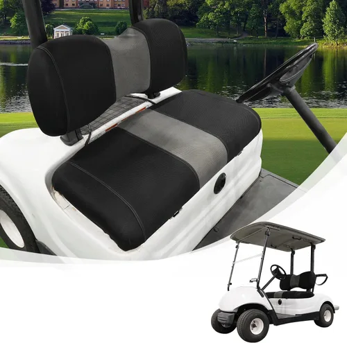 Golf Cart Seat Covers Fit EZGO TXT/Club Car DS/Club Car Precedent/Yamaha Drive/Aftermarket Common Rear Seat Kit, Washable Breathable Air Mesh Cloth