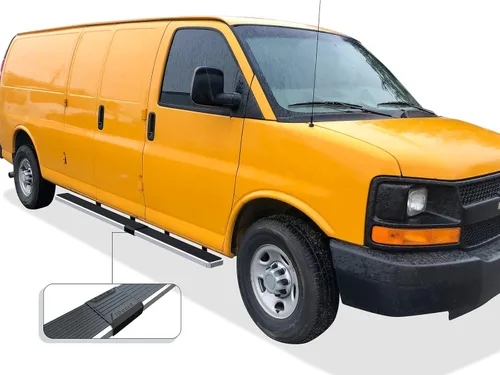 Miniatura 9 de APS Estribos de 6 pulgadas, color negro mate, compatibles con Chevy Express GMC Savana 1500 2500 3500 2003-2026 Van de tamaño completo de 3 puertas