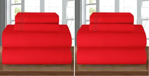 Miniatura 36 de Elegant Comfort - Juego de sábanas de 4 piezas de microfibra, 1500 hilos, sin arrugas, sábana bajera elástica, esquinas tipo bolsillos profundos
