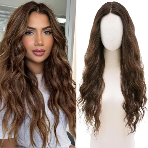Miniatura 15 de Peluca larga rubia 613 para cosplay, peluca sintética de 28 pulgadas, parte media, regalos realistas, pelucas de fiesta para mujeres, uso diario