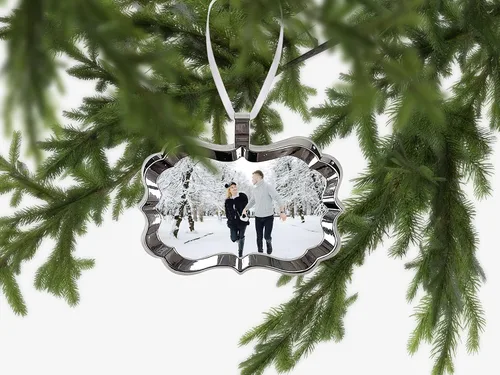 Miniatura 3 de Smile Art Design Adorno de Navidad personalizado con foto 2023, adornos de Navidad de metal enmarcados, adorno personalizado de imagen familiar