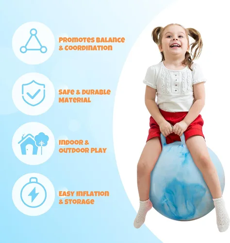 Miniatura 3 de Upper Rider Bola de tolva para niños de 3 a 6 años, bola inflable de 15 pulgadas con asa para niños pequeños, juguetes de salto de hippity hop