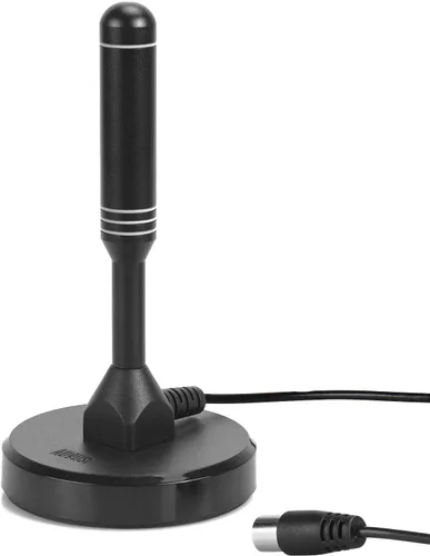 Antena HDTV - August DTA240 - Antena digital portátil para interiores/exteriores con base magnética, cable coaxial de 2 metros, alcance de 50 millas