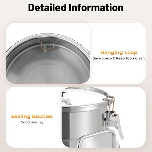 Miniatura 7 de Leche de acero inoxidable, 20L/5.28 galones, universal, hermético, de metal, para leche, contenedor de almacenamiento de líquidos, con tapa sellada
