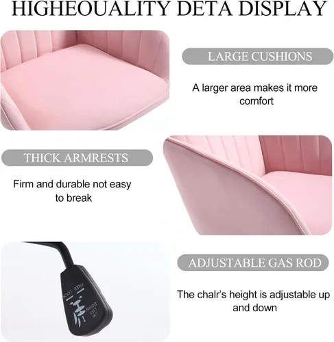 Miniatura 4 de Silla de escritorio de oficina en casa, silla de tocador, moderna silla con respaldo bajo ajustable de terciopelo, silla de oficina tapizada