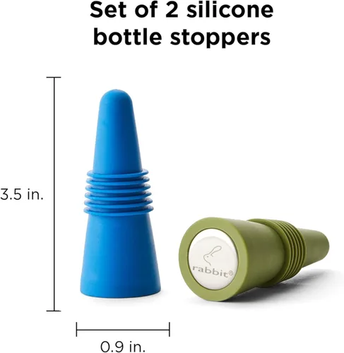 Miniatura 2 de Tapones para botellas de vino y bebidas Rabbit con tapa de agarre (Azul, juego de 2)
