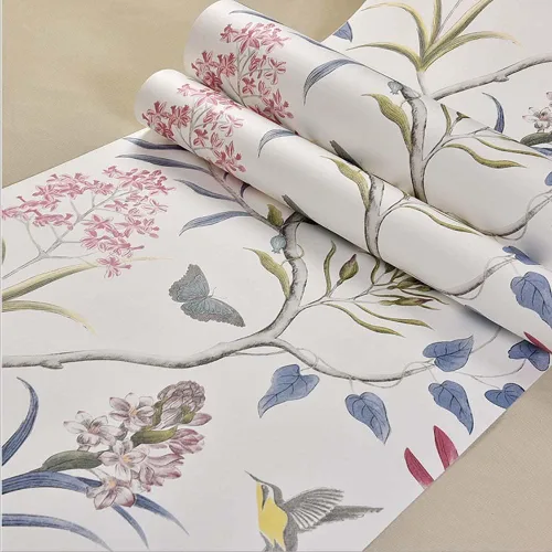 Q QIHANG Papel tapiz retro con diseño de flores pastorales 3D de campo americano no tejido fresco 3D para dormitorio, sala de estar, fondo de