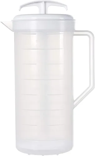 Miniatura 11 de JBK Pottery Jarra mezcladora azul de 2 cuartos con émbolo, jarra mezcladora de plástico sin BPA para jugos, leche, té, batidos y más, apta