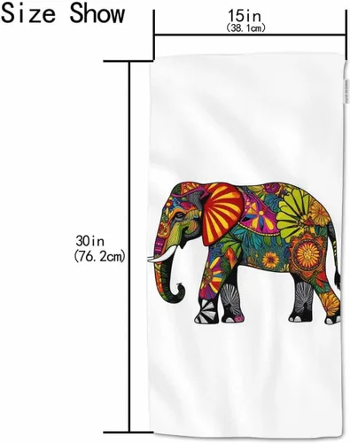 Miniatura 2 de HGOD DESIGNS Toalla de mano de elefante – Mandala colorido floral 100% algodón suave toalla de baño para baño, cocina, hotel, spa – 15 x 30 pulgadas