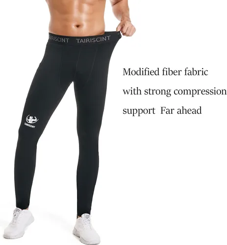 Miniatura 5 de TAIRISCINT Los pantalones de compresión de tela de alto rendimiento para hombre son adecuados para correr, fitness, voleibol en cuclillas, tenis.