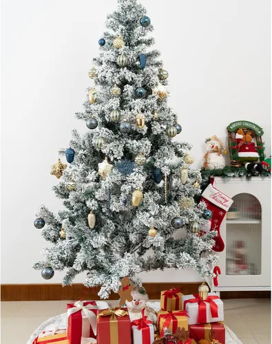 Miniatura 7 de Juego de 110 adornos de bolas de Navidad, adornos de Navidad surtidos azules y dorados para árbol de Navidad, bolas de plástico irrompibles