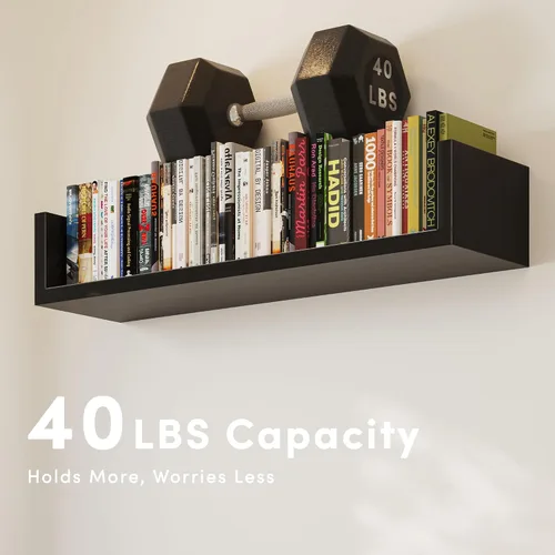 Miniatura 4 de Estantería de pared, juego de 3, estantería flotante en forma de U, estantes colgantes para pared, estantes montados en la pared para sala de estar