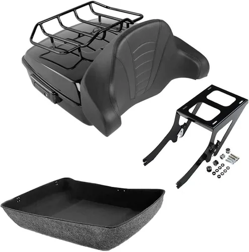 Miniatura 10 de TCMT King - Caja envolvente para maletero de motocicleta, montaje en el respaldo, portaequipajes, luz trasera, altavoces traseros aptos para Harley