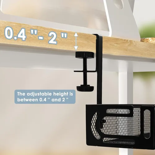 Miniatura 4 de Bandeja de gestión de cables para debajo del escritorio, gestión de cables debajo del escritorio sin taladro, bandeja de gestión de cables con Negro