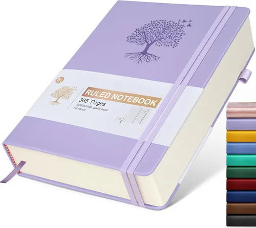 Miniatura 45 de Cuaderno Diario con Líneas - 365 Páginas A5 Cuaderno Grueso para Escribir para Hombres y Mujeres, Cuaderno con Rayas Universitarias, Diario de Cuero