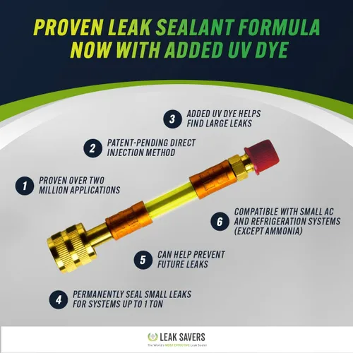 Miniatura 3 de Leak Saver Direct Inject - Sistema pequeño con tinte UV, sellador de fugas de refrigerante, detecta fugas grandes, ideal para la mayoría