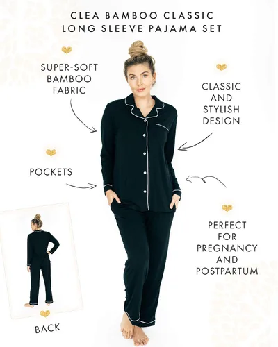 Miniatura 2 de Kindred Bravely Clea Bamboo Classic - Conjunto de pijama de manga larga para maternidad y lactancia