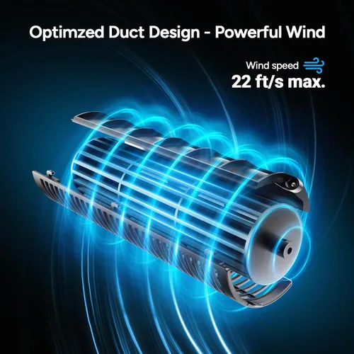 Miniatura 6 de DR.PREPARE - Ventilador de torre, ventilador de escritorio silencioso de 28 dB, 3 velocidades, oscilación de 80°, diseño sin aspas lavable