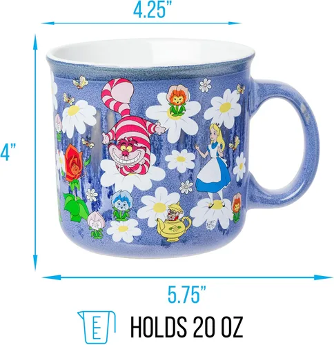 Miniatura 2 de Taza de cerámica con esmalte reactivo de Alice en el País de las Maravillas de Disney de Silver Buffalo con diseño de Alicia, Gato de Cheshire