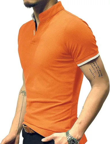 Miniatura 5 de LOGEEYAR - Polo de piqué para hombre, manga corta, ajustado, de algodón