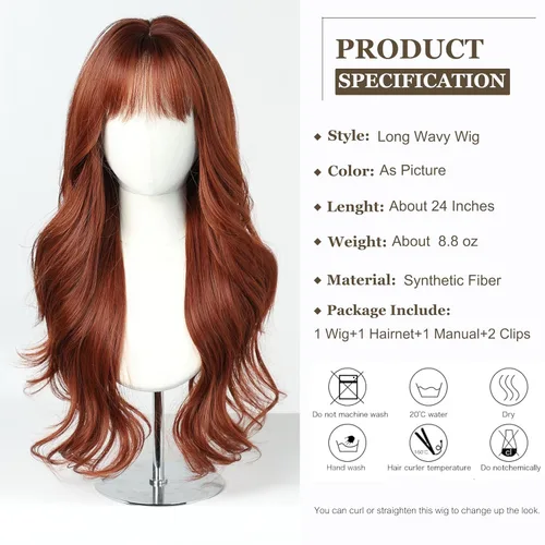 Miniatura 2 de Esmee Pelucas largas y onduladas para mujer, cabello sintético natural, resistente al calor, para uso diario y fiestas, cosplay, 24 pulgadas