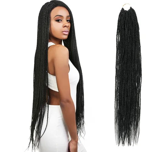 Miniatura 14 de AU-THEN-TIC Cabello senegalés con trenzas de ganchillo de 22 pulgadas, 6 paquetes de 40 mechones por paquete, extensiones de cabello de ganchillo