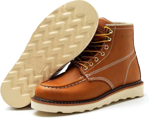 Miniatura 5 de Botas de trabajo para hombre - Botas de trabajo de 6 pulgadas con punta de cuña suave, Botas de trabajo impermeables para hombre Amarillo