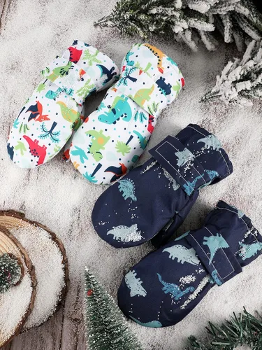 Miniatura 7 de SATINIOR 2 pares de manoplas impermeables para niñas, guantes de nieve para niños, guantes de esquí cálidos y gruesos para actividades al aire libre