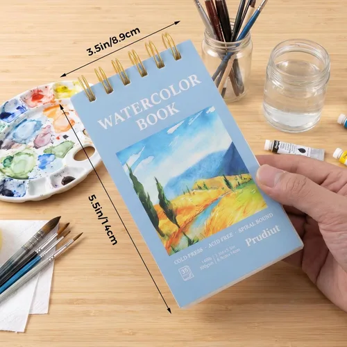 Miniatura 2 de 35 Sheets Watercolor Paper Pad 3.5x5.5 Inch, 140 lb/300 GSM Cold Press Water Color Paper Spiral Bound Watercolor Sketchbook for Art Painting Drawing