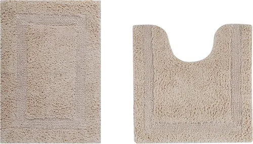 Miniatura 53 de Better Trends Alfombra de Inodoro en Forma de U Cubierta de Asiento de Inodoro de Lujo 100% Algodón Absorbente de Agua, Cubierta de Tapa Reversible