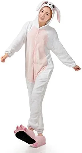 Miniatura 6 de UreeUine Disfraz de conejo de Pascua rosa de felpa ultra suave para cosplay, Rosado