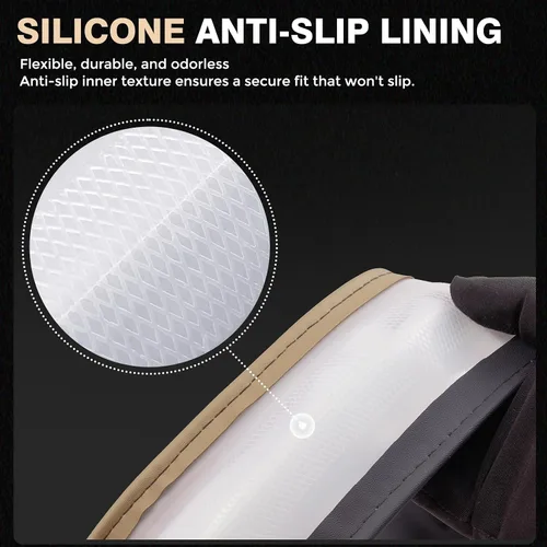 Miniatura 7 de FLORICH Funda para volante de automóvil, fundas de cuero de microfibra con forro antideslizante, protector elástico transpirable para volante
