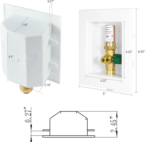 Miniatura 2 de EFIELD Caja de Salida Pre-Ensamblada para Máquina de Hielo Pex, Crimpado de 1,27 cm Pex F1807 con Válvula de Bola de 1/4 de Vuelta Instalada