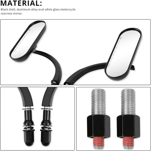 Miniatura 6 de 8mm 10mm Espejos Mini para Motocicleta Negros Compatibles con Honda Suzuki Harley Road King Street Electra Glide Road Glide Dyna Softail Retrovisor