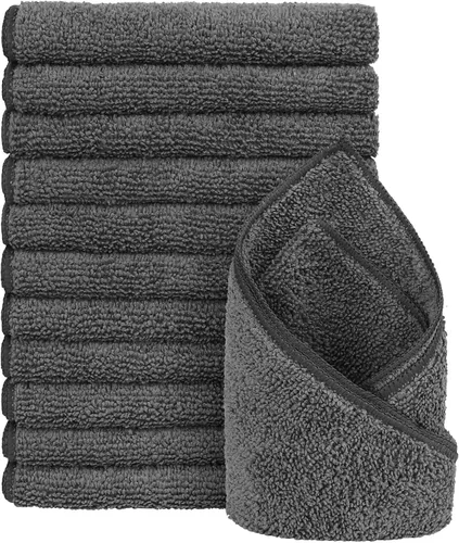 Miniatura 10 de Orighty Paquete de 6 toallas de mano negras, toallas de microfibra de secado rápido y absorbentes, de 16 x 28 pulgadas, toalla de yoga blanca ligera
