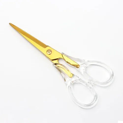 Miniatura 7 de NatSumeBasics Tijeras de oficina transparentes de oro rosa, tijeras multiusos, tijeras profesionales de tela para cortar papel, tela, lona de cuero